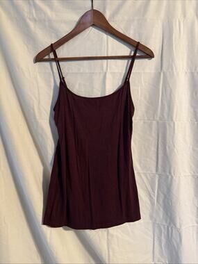 Ann Taylor LOFT Burgundy Sleeveless Spaghetti Strap Knit Tank Top Size M Y2K